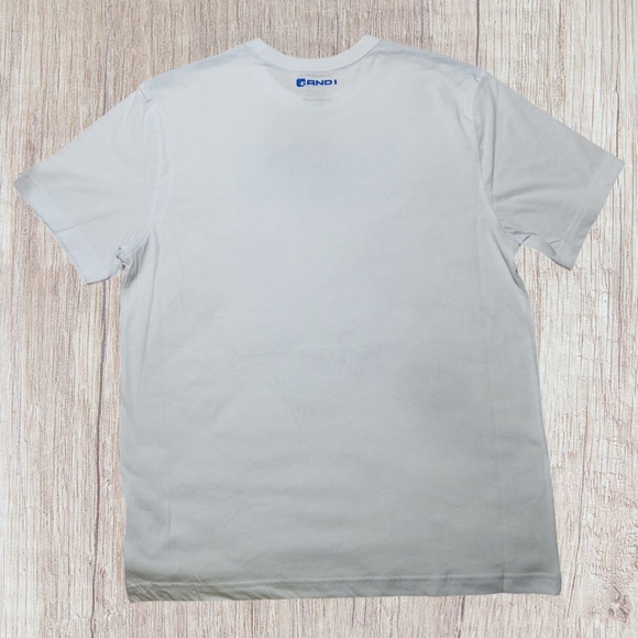 AND1 Air Mail Graphic Basketball White and Blue Short Sleeve T-shirt - Picture 2 of 9